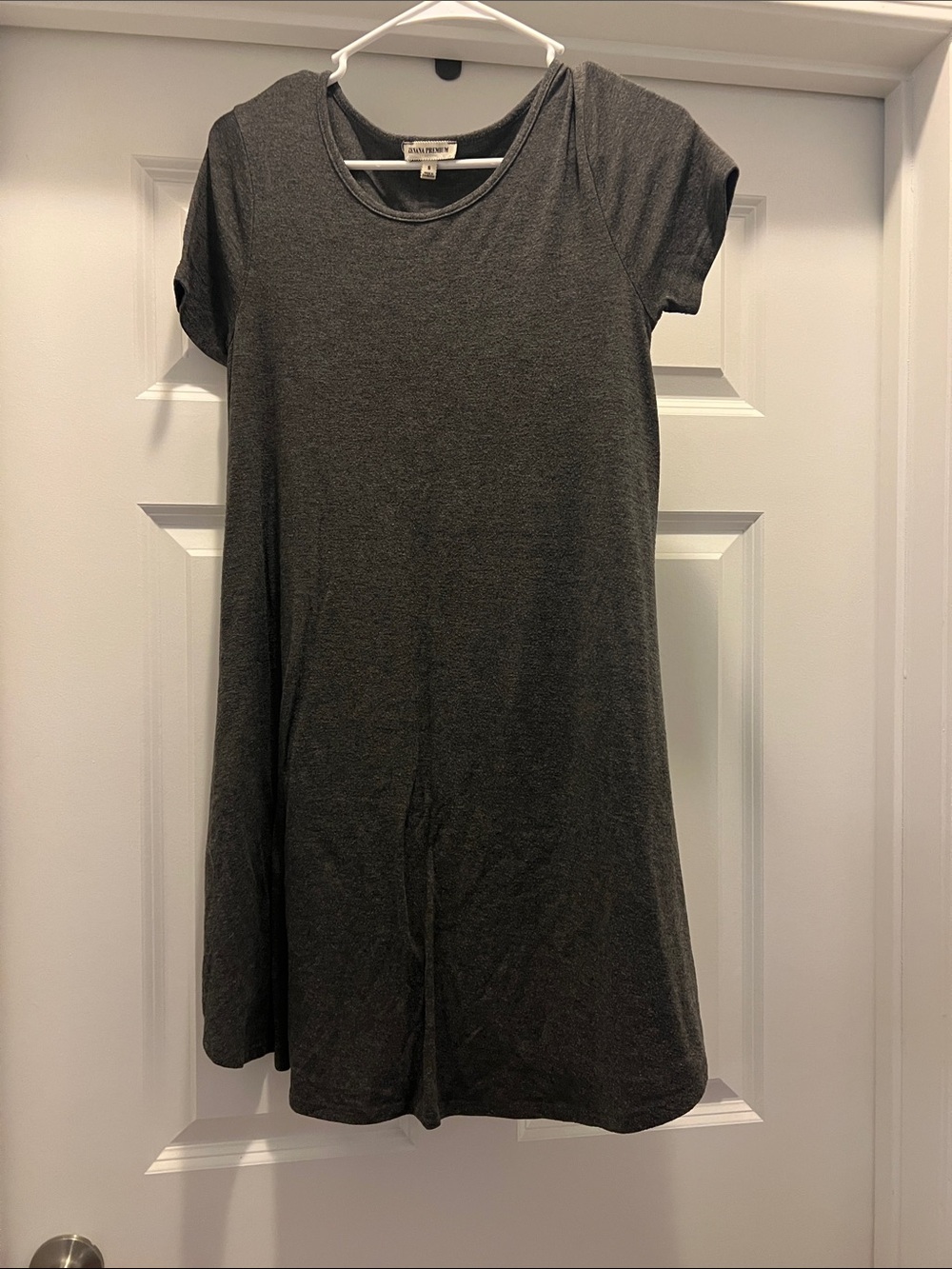 Zenana Outfitters Charcoal Gray Crewneck Mini Dress